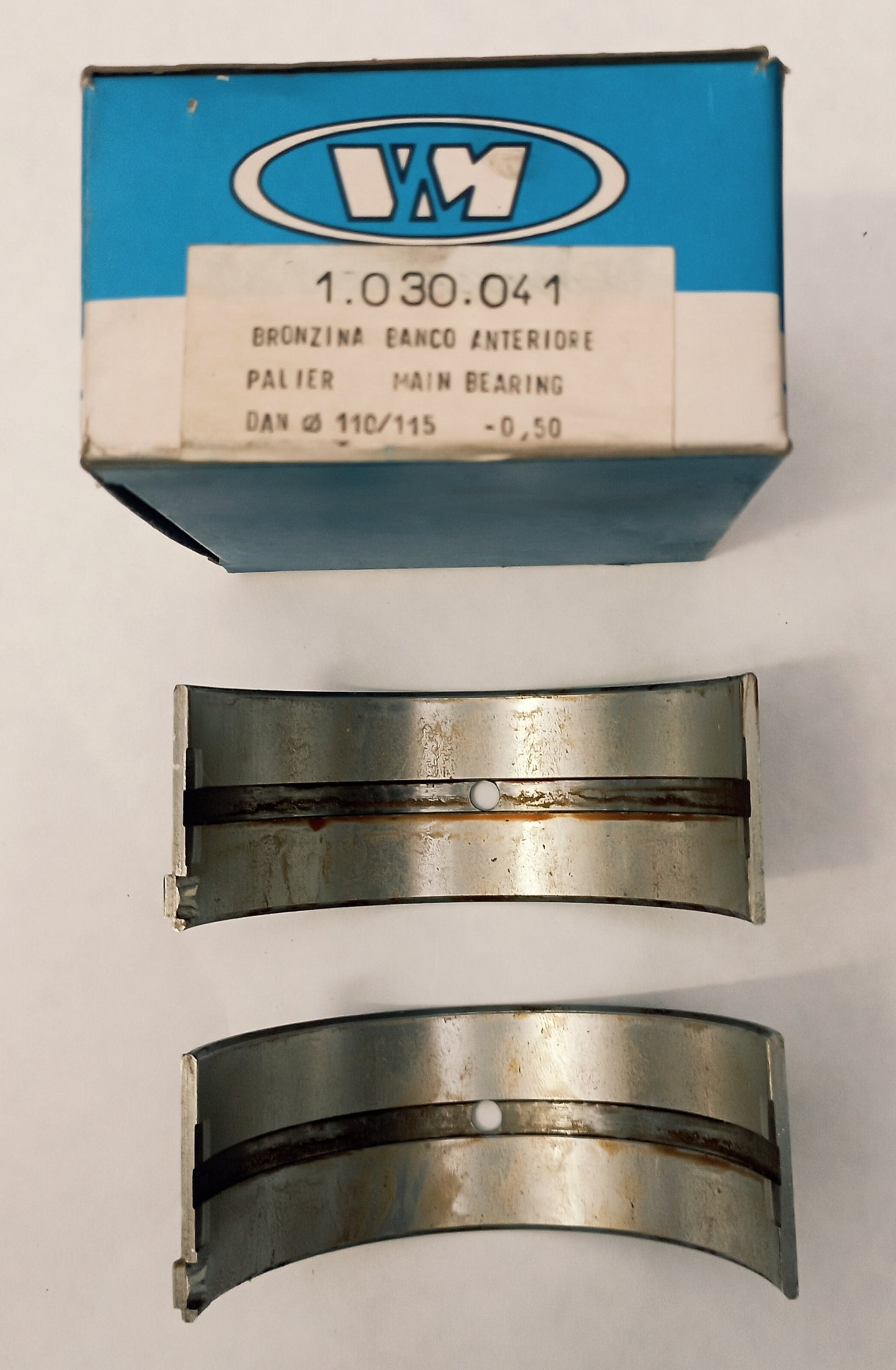 Bronzina banco anteriore per MOTORI VM TIPO DAN diametro 110/115 -0,50