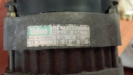 Alternatore VALEO 2541451 14V, 60A, B+ / B- / D+ / W, L 20 completo di puleggia