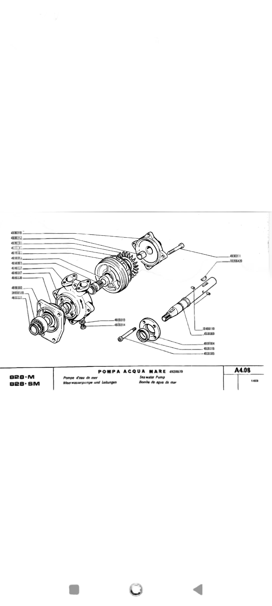 Pompa acqua mare IVECO motore 828
