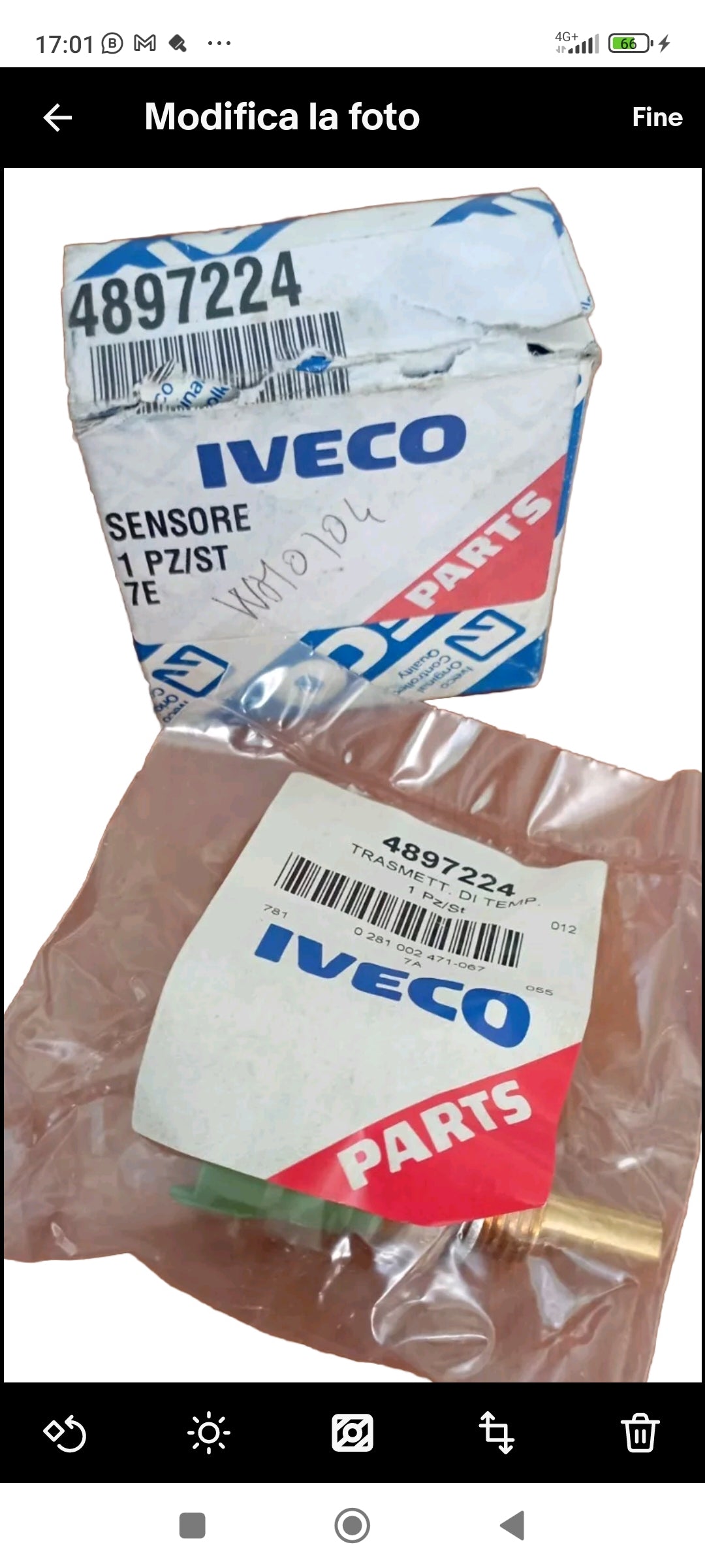 SENSORE TEMPERATURA REFRIGERANTE IVECO - 4897224
