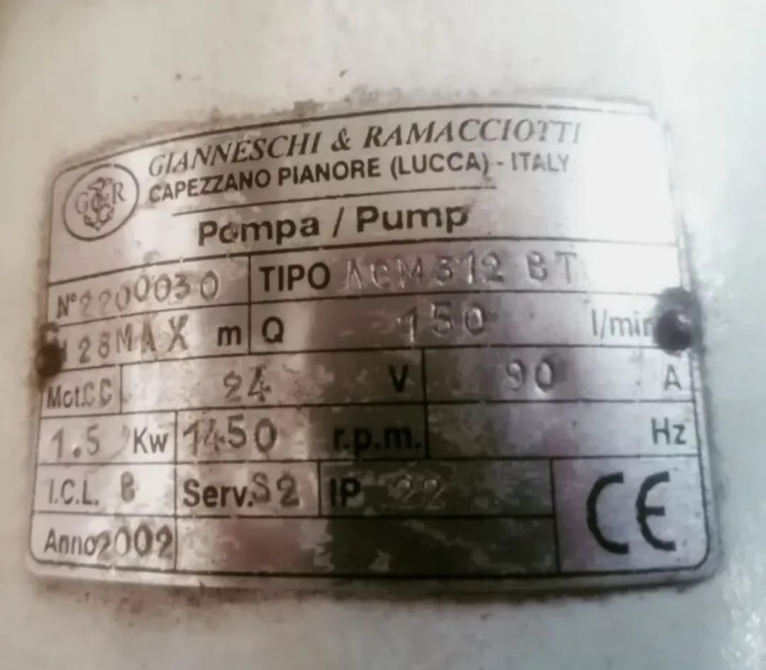 ACM 312 BT EL/POMPE AUTOADESCANTI GIANNESCHI E RAMACCIOTTI, NUOVE