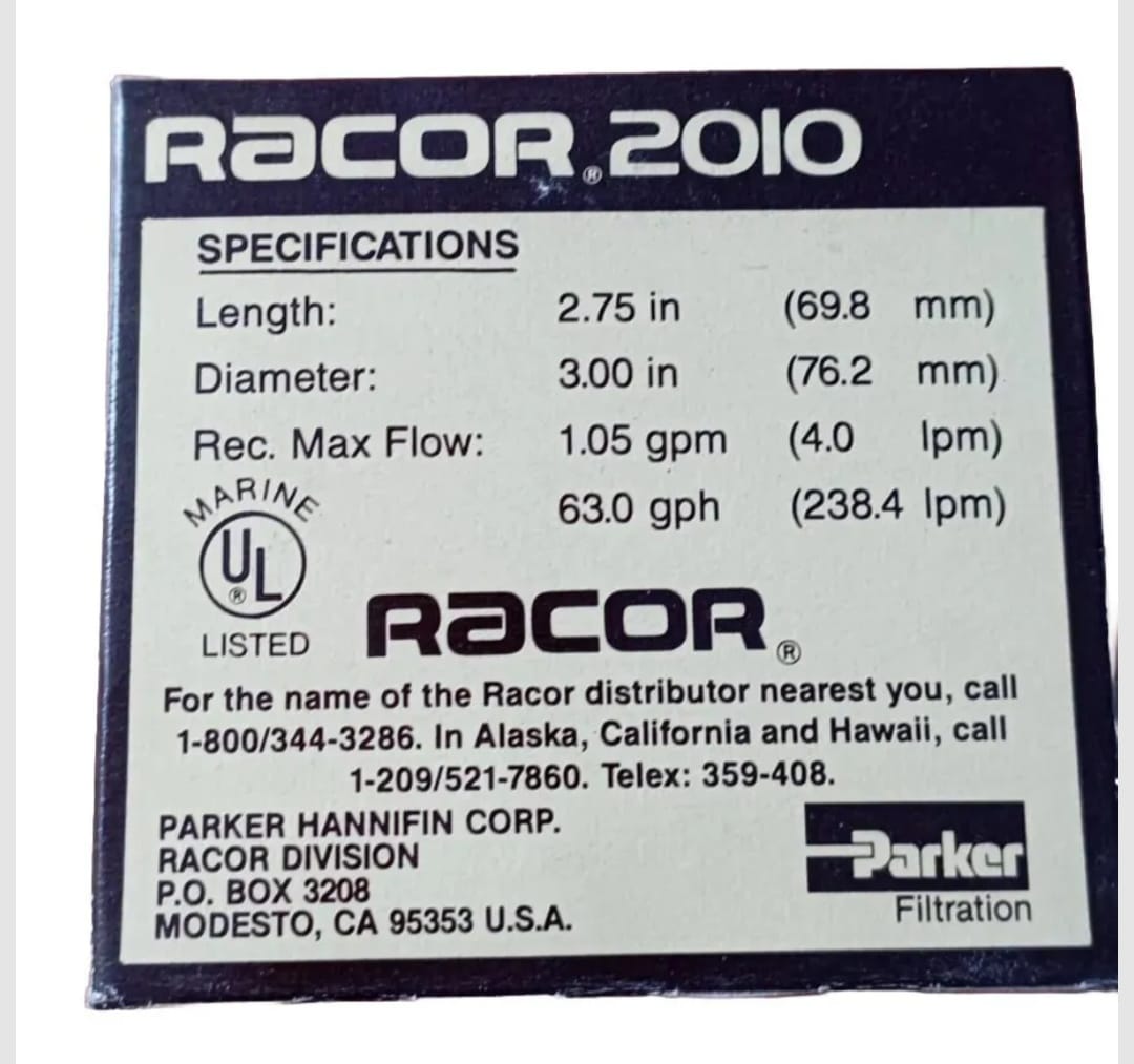 CARTUCCIA FILTRO RACOR 500 MA 30 MICRON 2010 PM ORIGINALE CON GUARNIZIONE