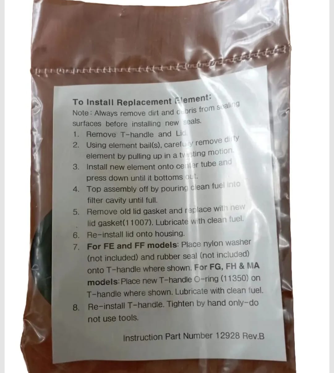 FILTRO DI RICAMBIO RACOR ORIGINALE 1000 MA 30 MICRON 2020PM CON GUARNIZIONE