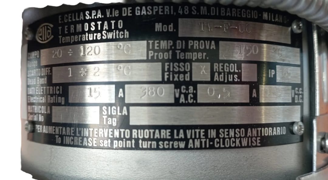TERMOSTATO A GAS, CASSA IN ACCIAIO INOX MODELLO TWG
