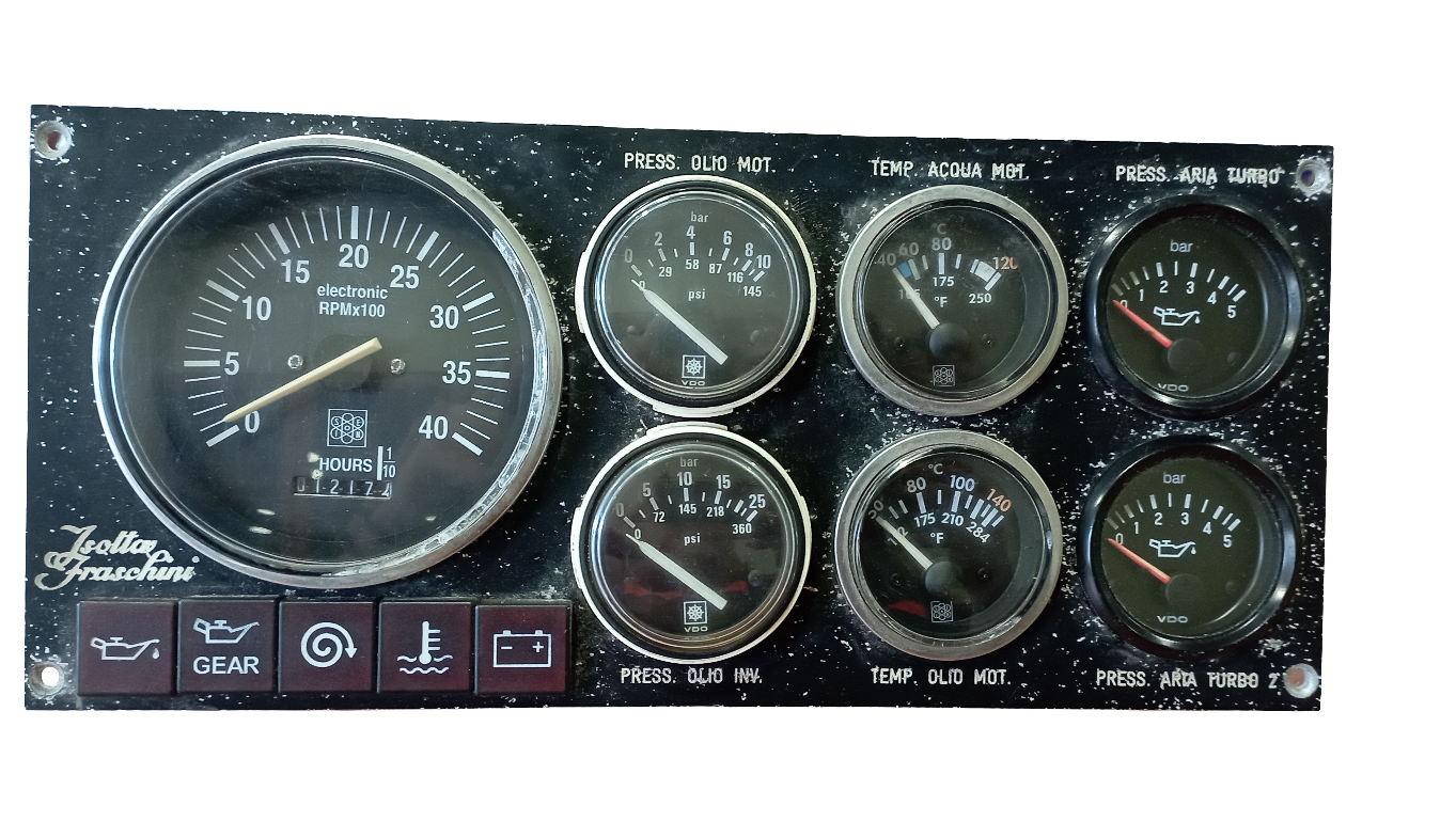 Quadro elettrico strumentazione, originale Isotta Fraschini 24 volts