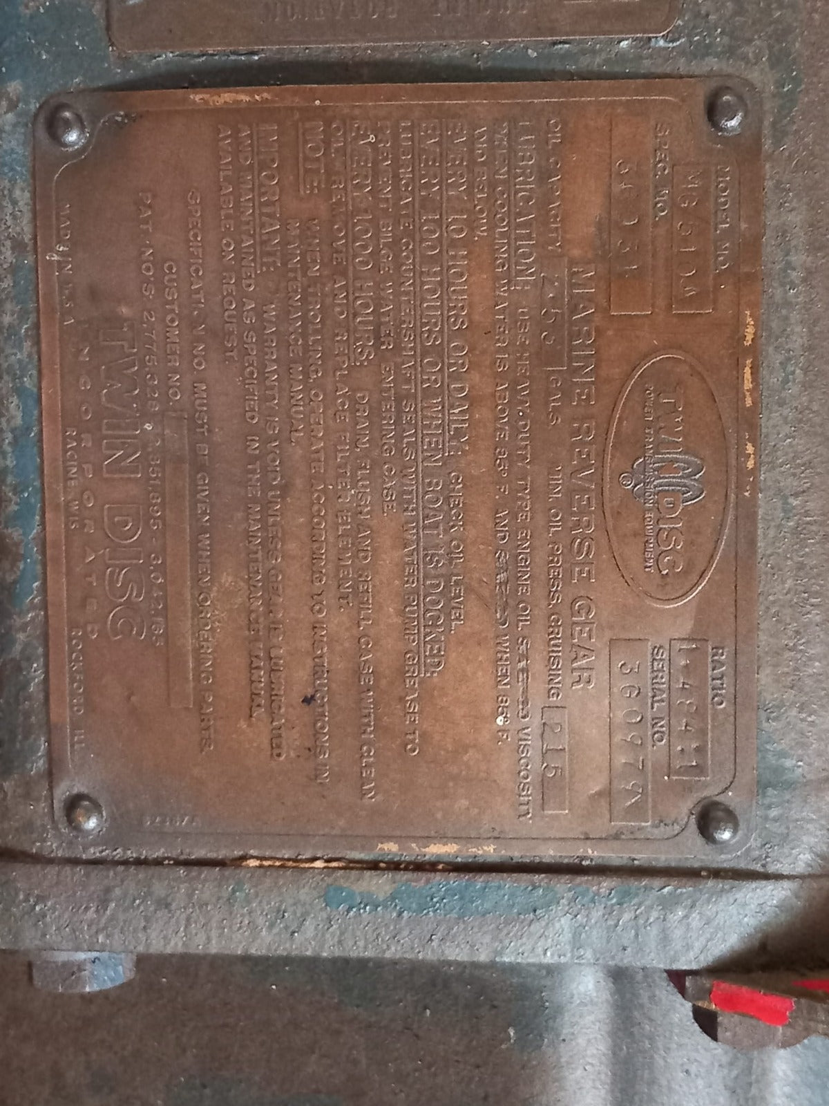 Invertitore marino TWIN DISCH USATO, TIPO MG510A1 RATIO 1,484:1