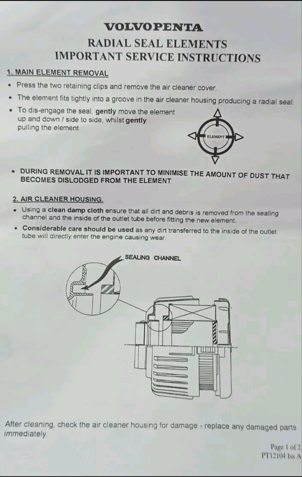Filtro aria per Volvo Penta rif. 3582358/21646645 ORIGINALE