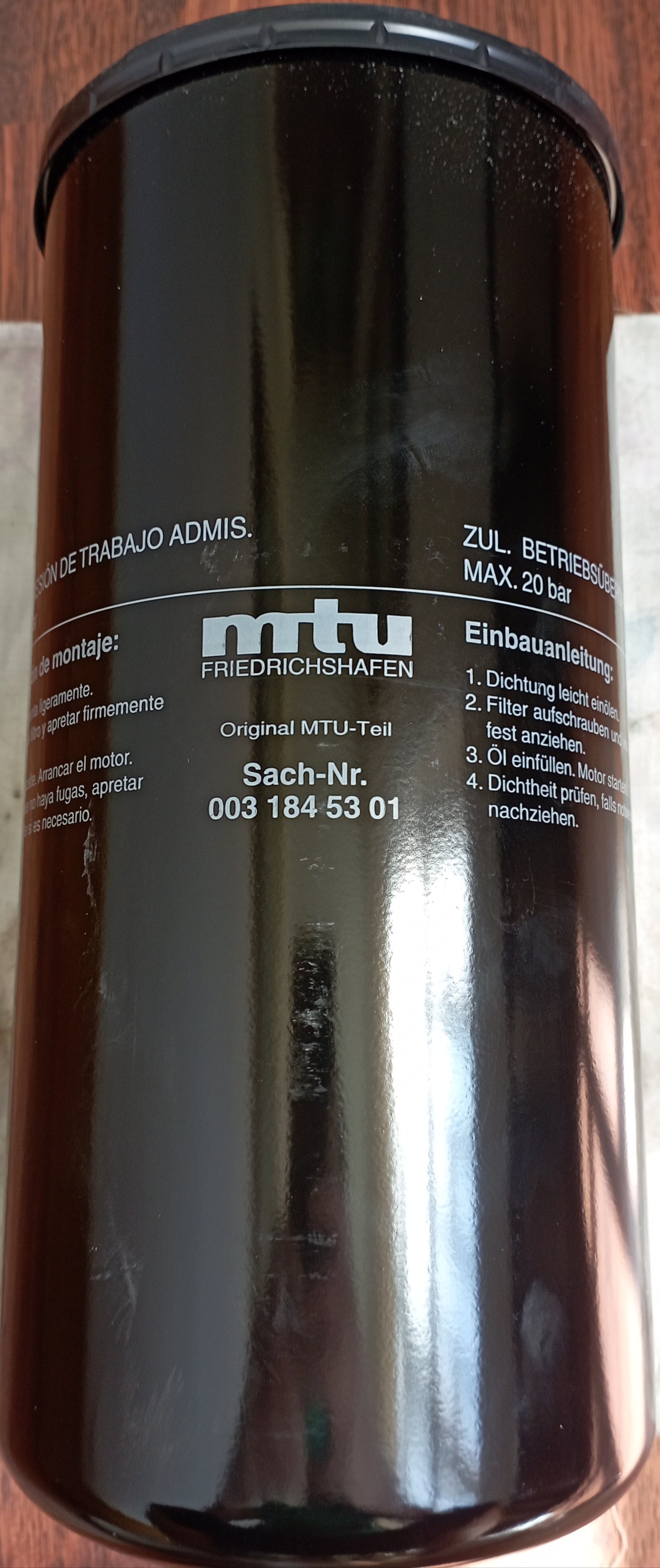 MTU FRIEDRICHSHAFEN 003 184 53 01 ELEMENTO FILTRANTE DI RICAMBIO