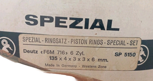 Fasce elastiche per pistoni DEUTZ F6 M 716 6 zyl Kit Composto da n 4 Fasce.
135 x 4 x 3 x 3 x 6 mm