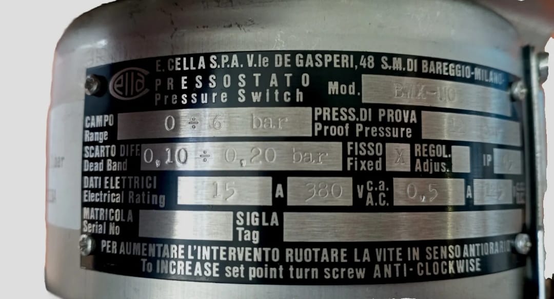 PRESSOSTATO A MOLLA BOURDON BWX-UO