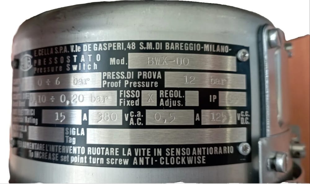 PRESSOSTATO A MOLLA BOURDON BWX-UO