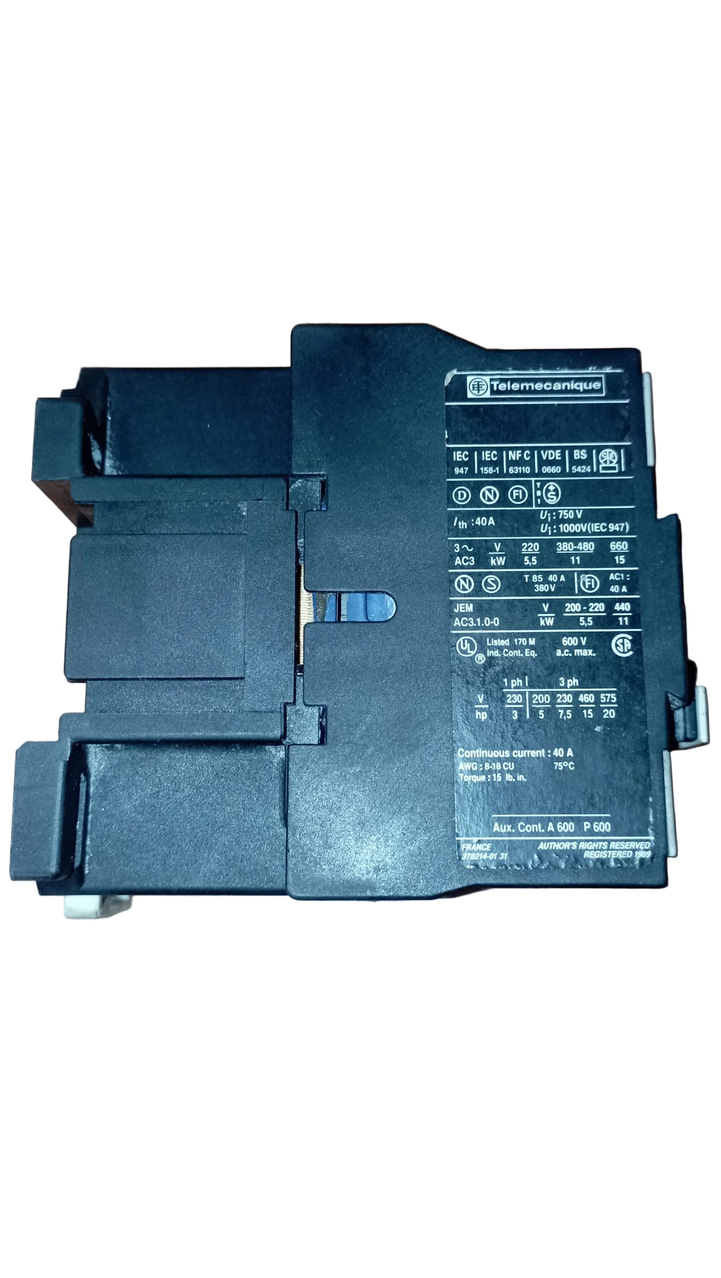 Contattore industriale TELEMECANIQIE serie D 40A 750V 1000V V220 kw5,5 110V 50/60Hz F7