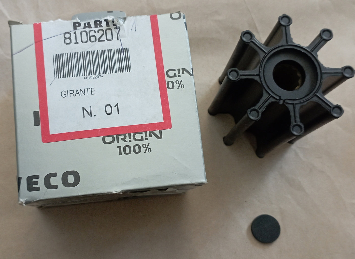Girante per Pompa acqua motori marini Iveco FPT 8106207 Nuovo, mai usato nel suo imballo