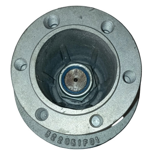 Puleggia comando ventola alternatore motore Isotta Fraschini L 1306 T3TE, comprensiva di albero, cuscinetto e supporto attacco.