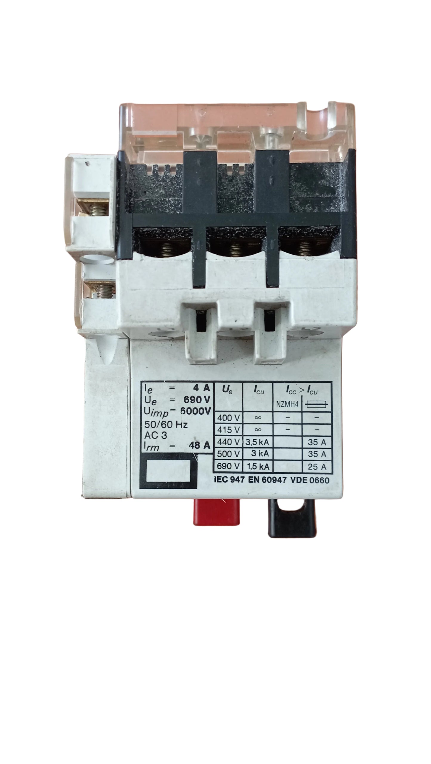 Interruttore di protezione motore Moeller PKZM1-4 + NHI 11