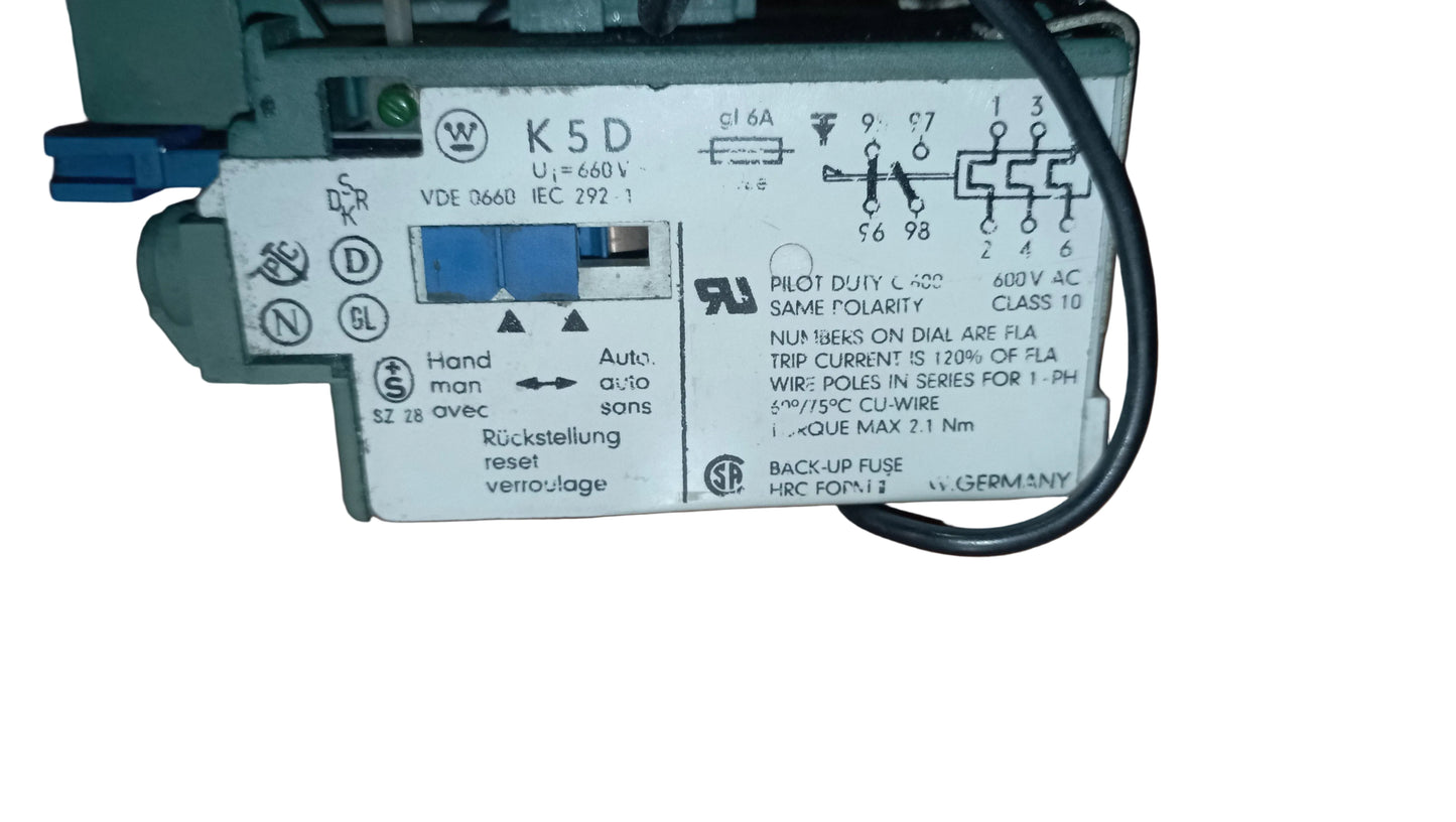Relè termico di sovraccarico modello K5D WESTINGHOUSE comprensivo di terminale interfaccia uscita sensore 20A/300V